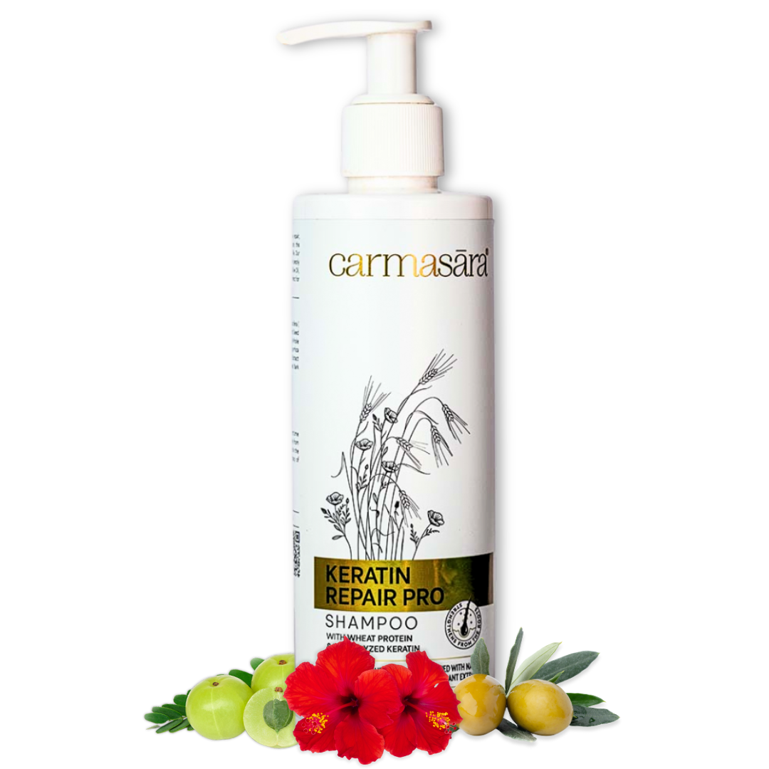 CARMASARA - Keratin Repair Shampoo - 200 ML | Nourish, Repair & Promotes Hair Growth | Natural Oil & Plant Extracts | Anti-Dandruff | All Hair Type | Sulphate & Paraben Free