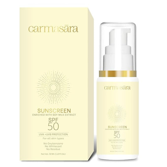 Carmasara SPF 50 Nourishing & Protecting | Light weight, Moisturizing & Hydrating | PA+++ Sunscreen with No Whitecast